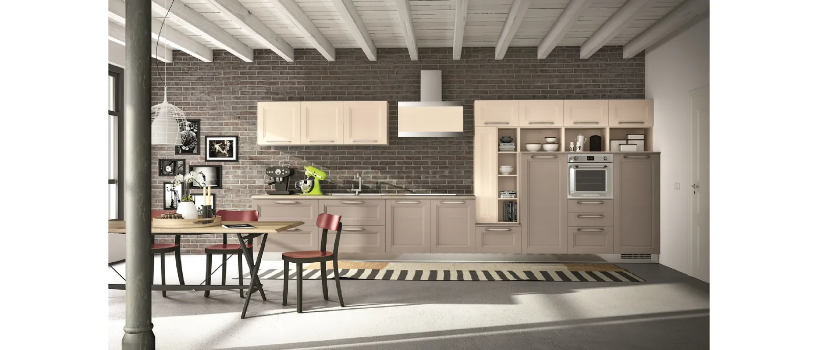 Linear Classic Kitchen Alba 06 in lacquered wood by Essebi.
