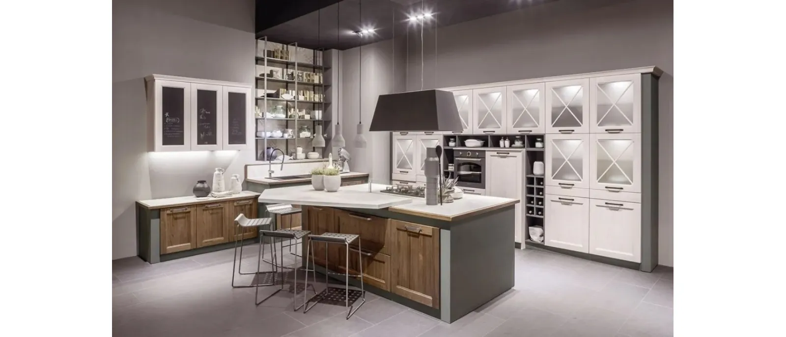 Classic wooden kitchen with Eva island by Arrex.