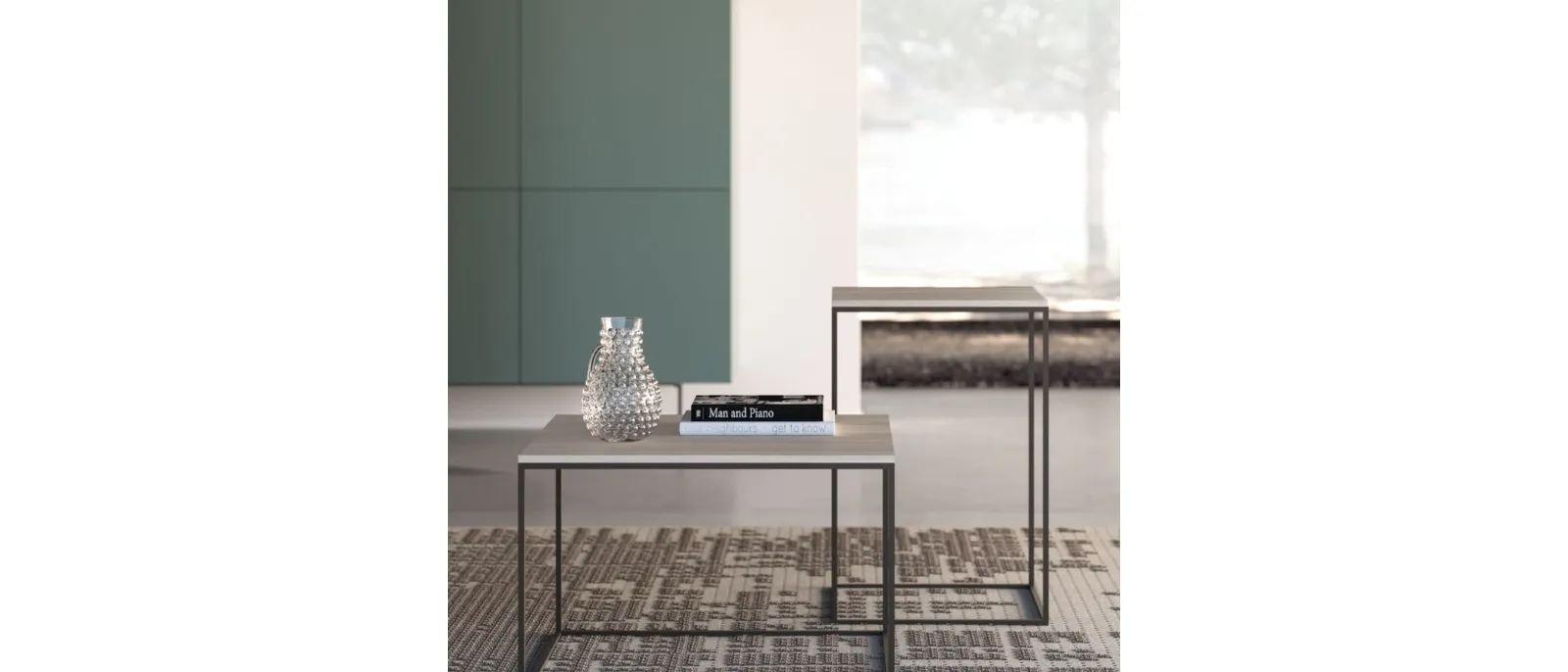 Ginestra coffee table with oxidized material top by Orme.