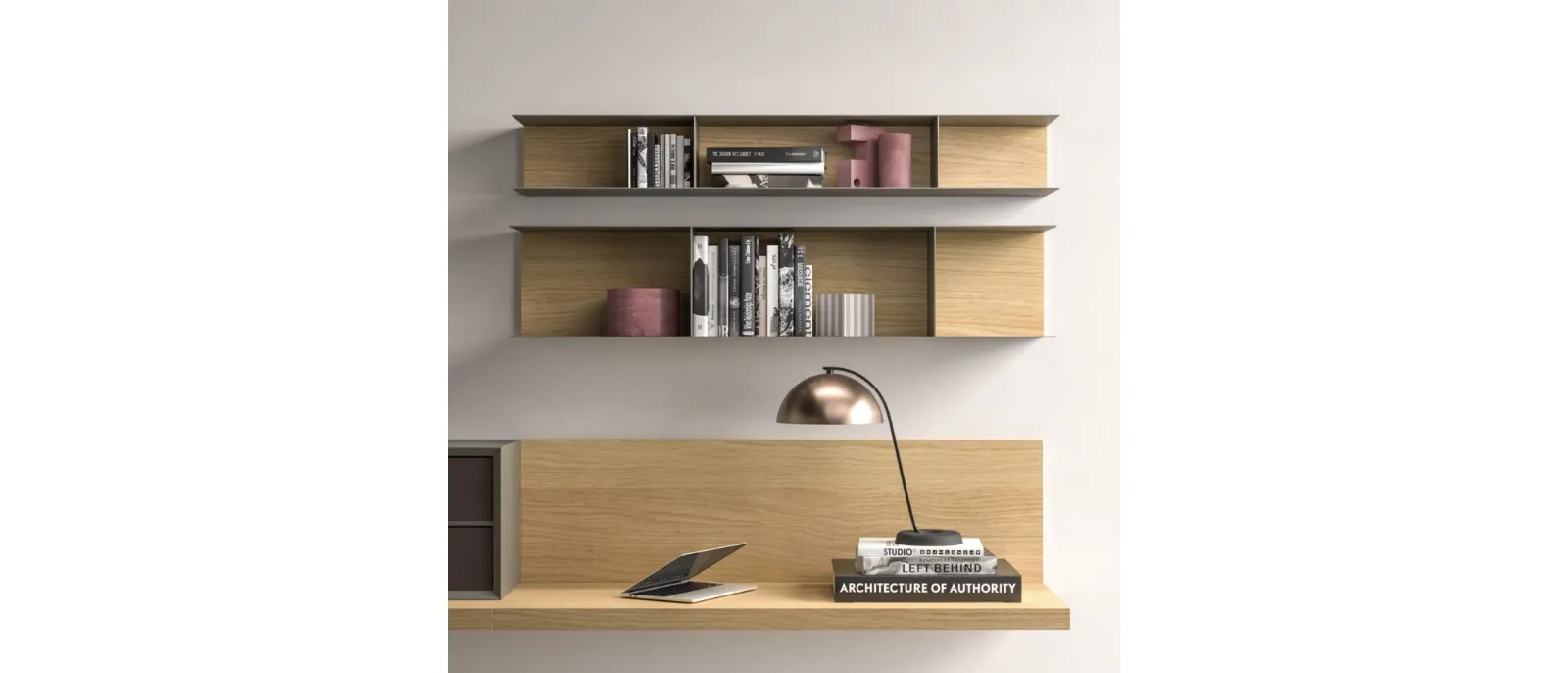 Lanny shelves in Rovere Orme material