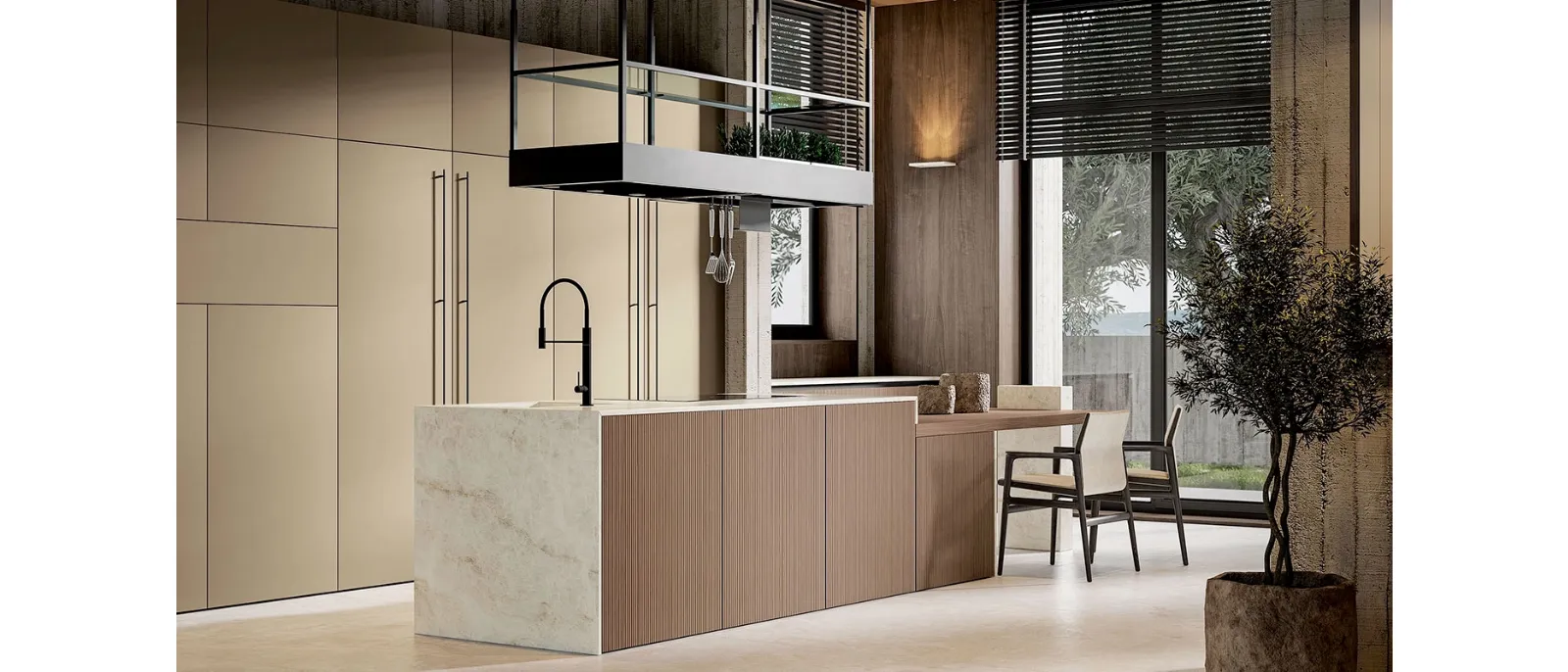 Modern Kitchen with Daytona Game Island by Arrex