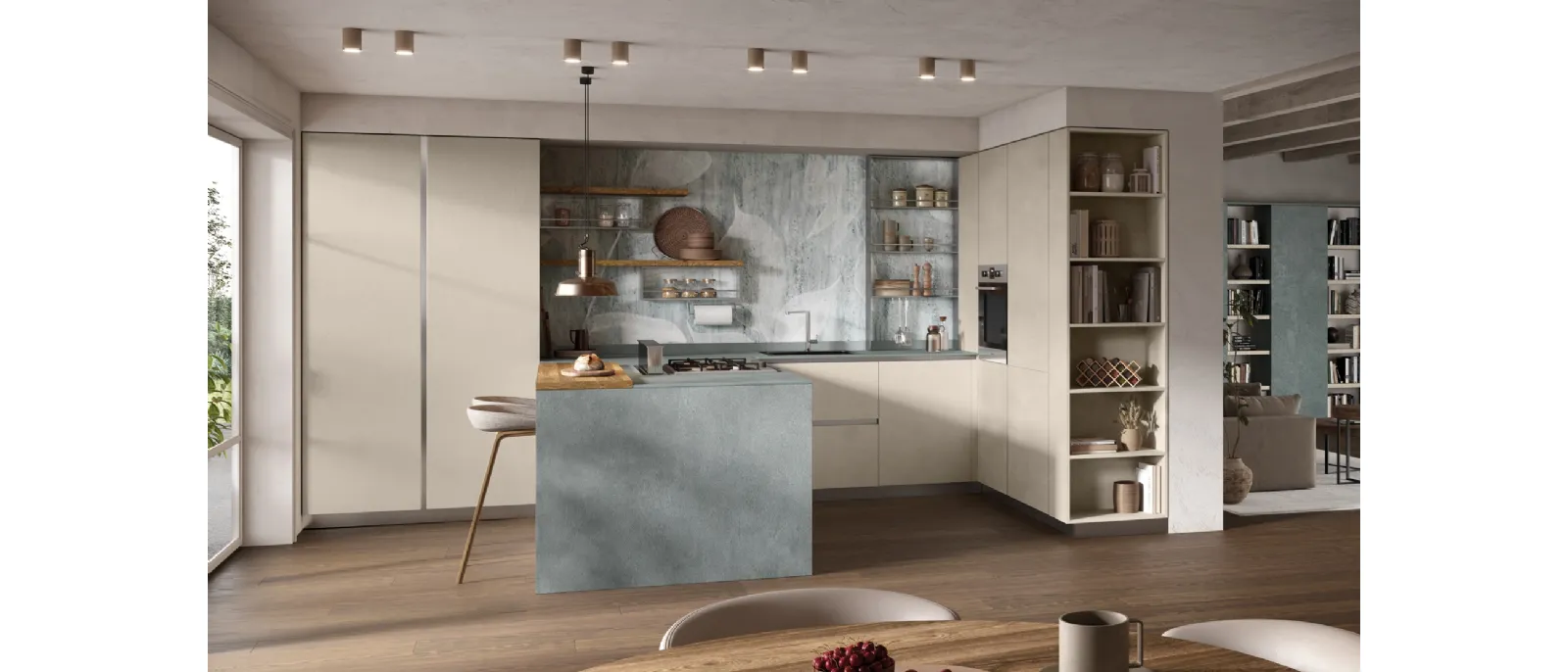 Modern Kitchen with Peninsula Materia 03 by Essebi