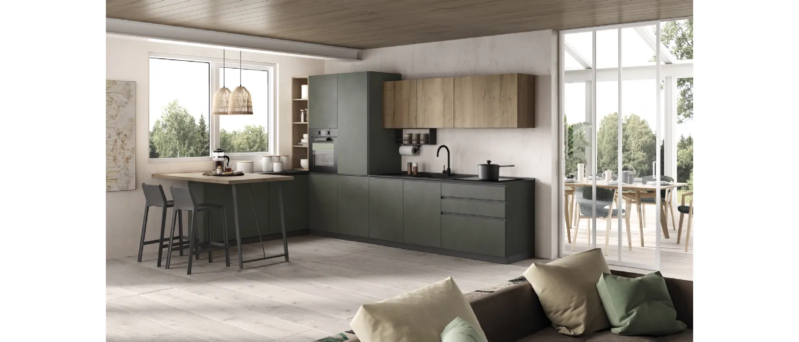 Modern Kitchen with peninsula Materia 06 by Essebi