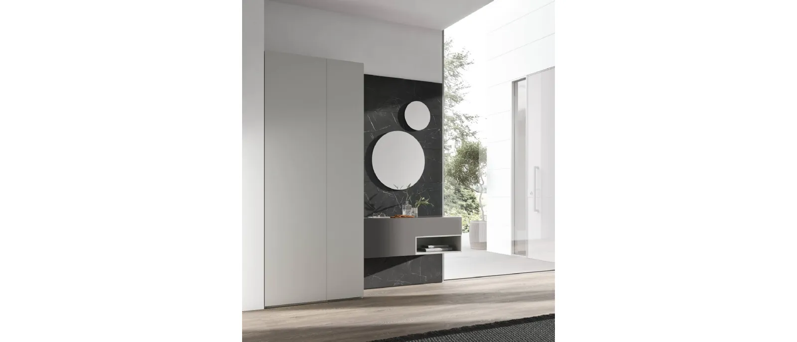 This mobile entry is characterized by a contemporary style and can therefore be used not only