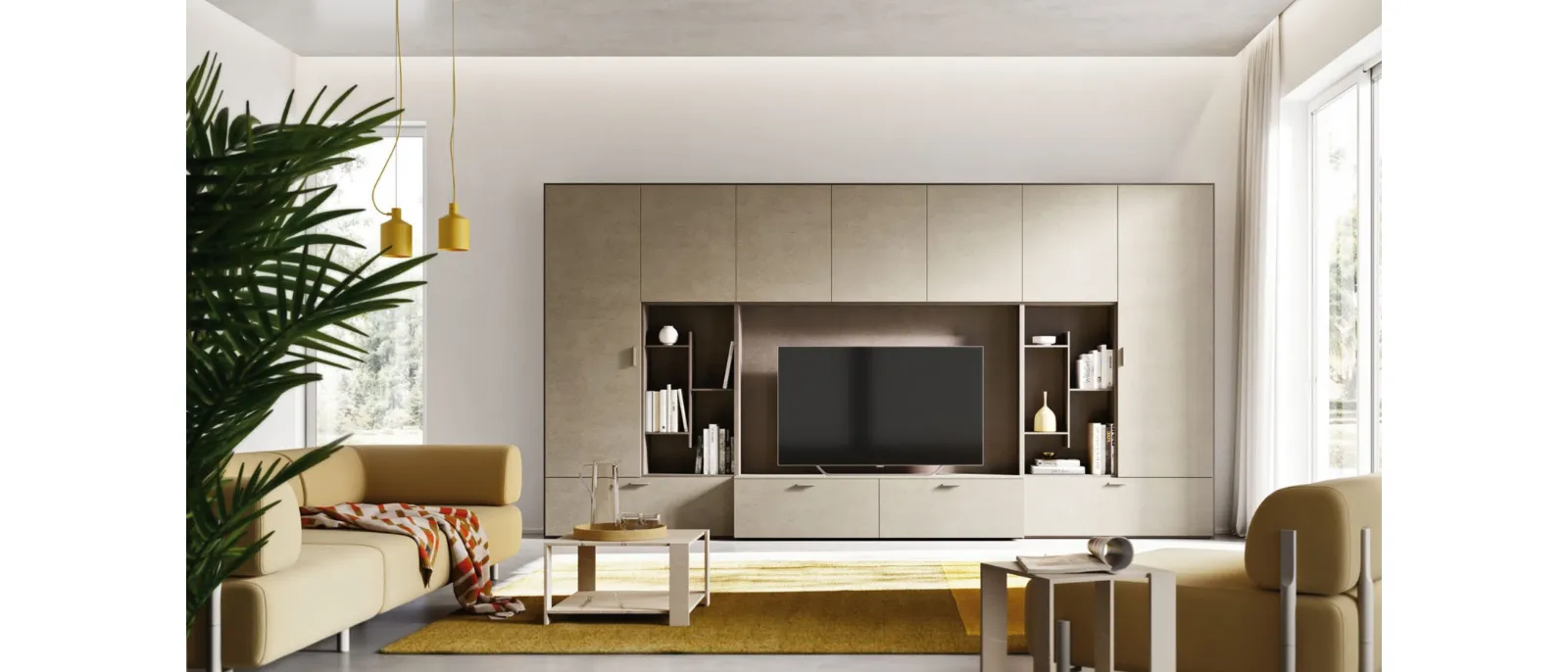 Day 30 equipped wall unit in bronze and Havana decor by Orme.