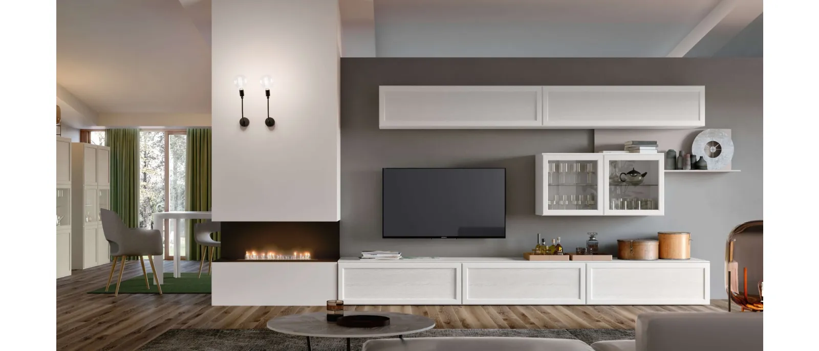 Maronese's new wall unit Gardenia has a contemporary character with its soft and refined