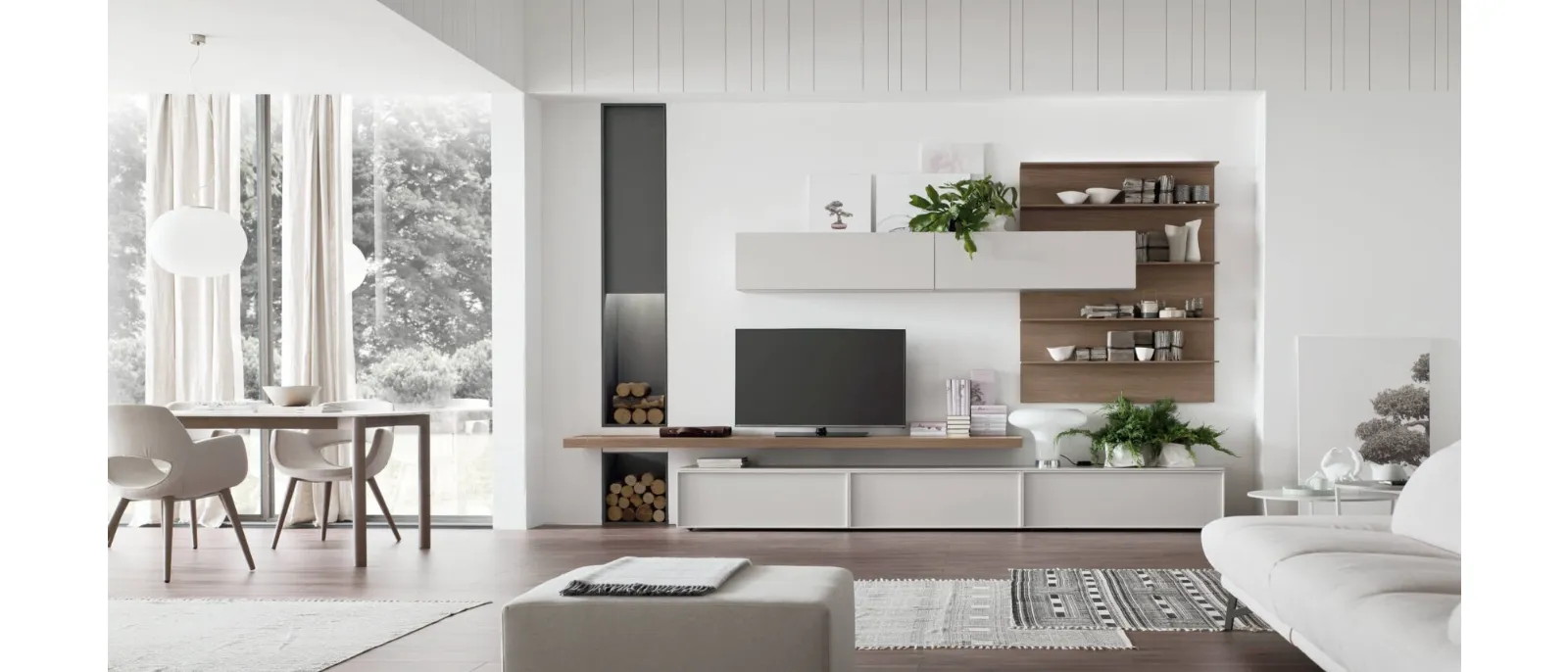 The Wall System with drawers and shelves is designed to provide the maximum degree of