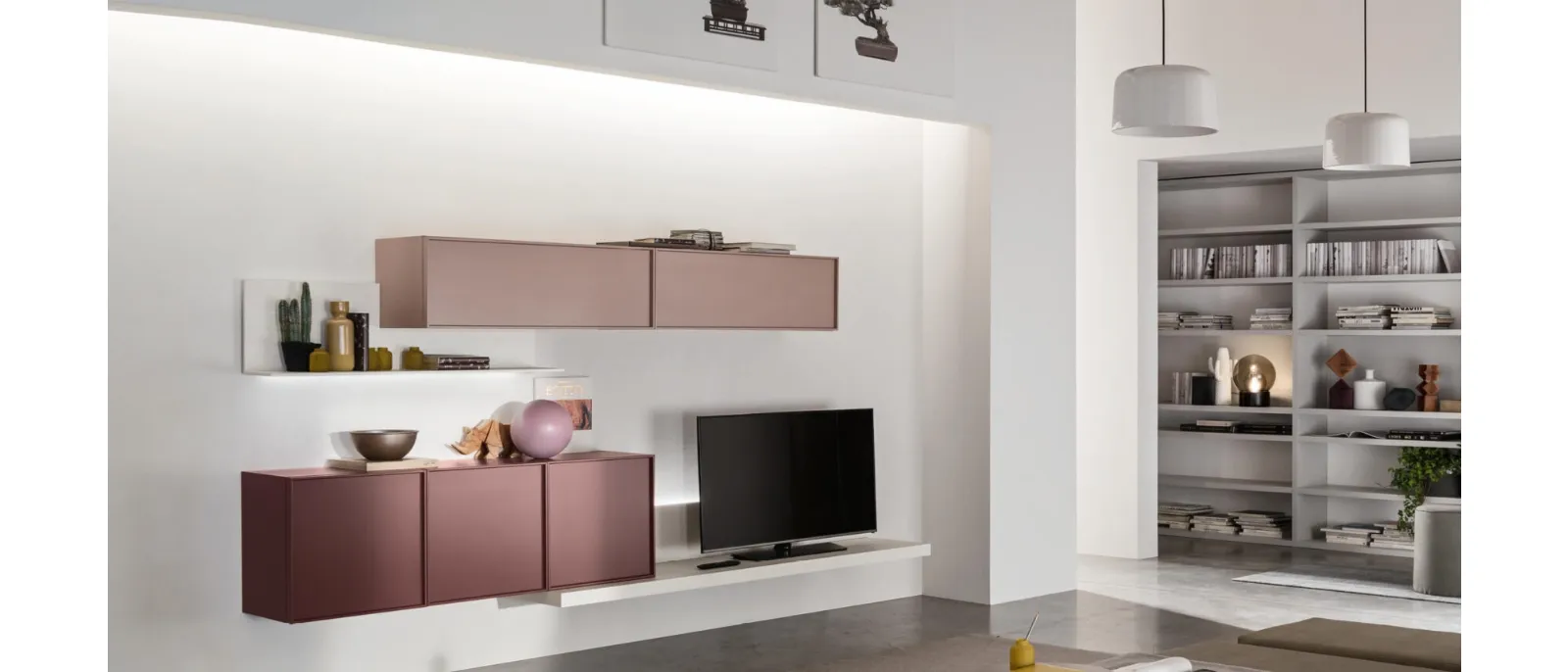 The composition is suitable for the living room and also as an entertainment system.