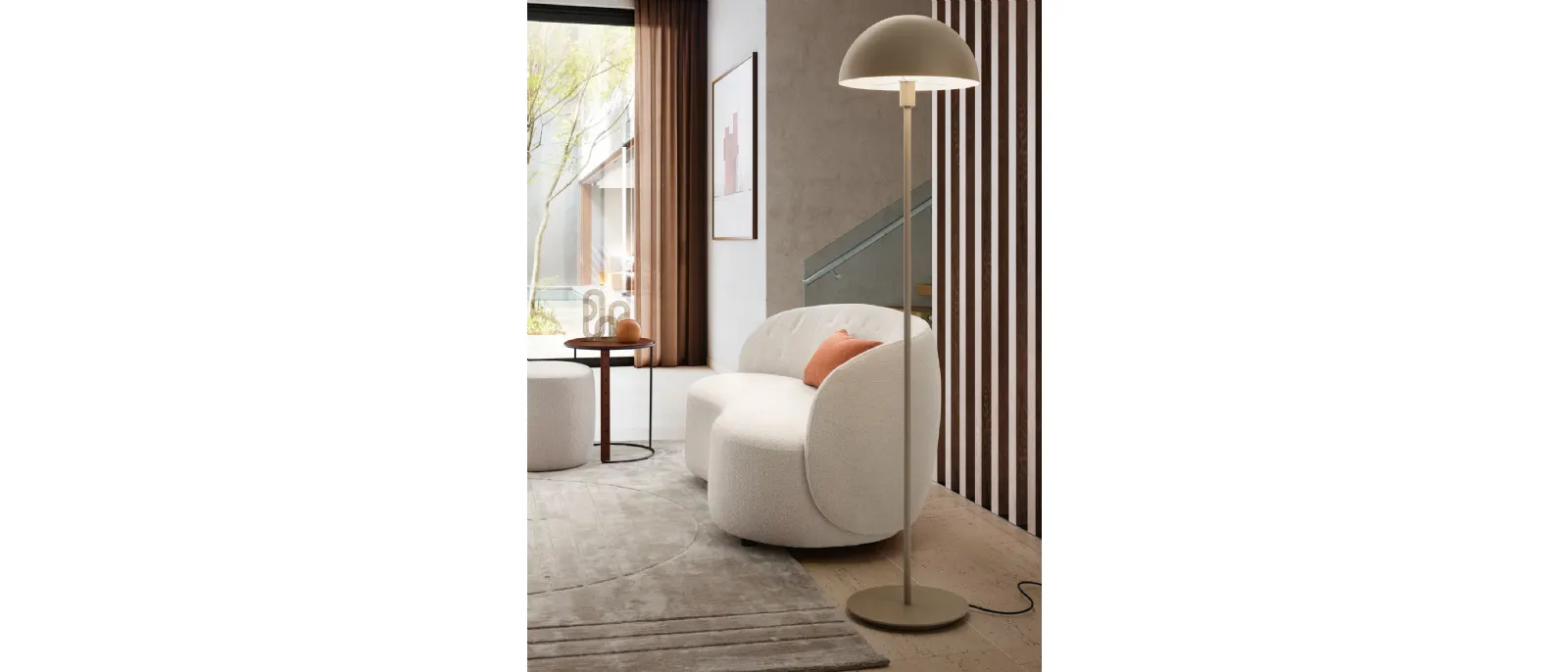 Dome floor lamp by Le Comfort is made of lacquered metal with an exposed bulb