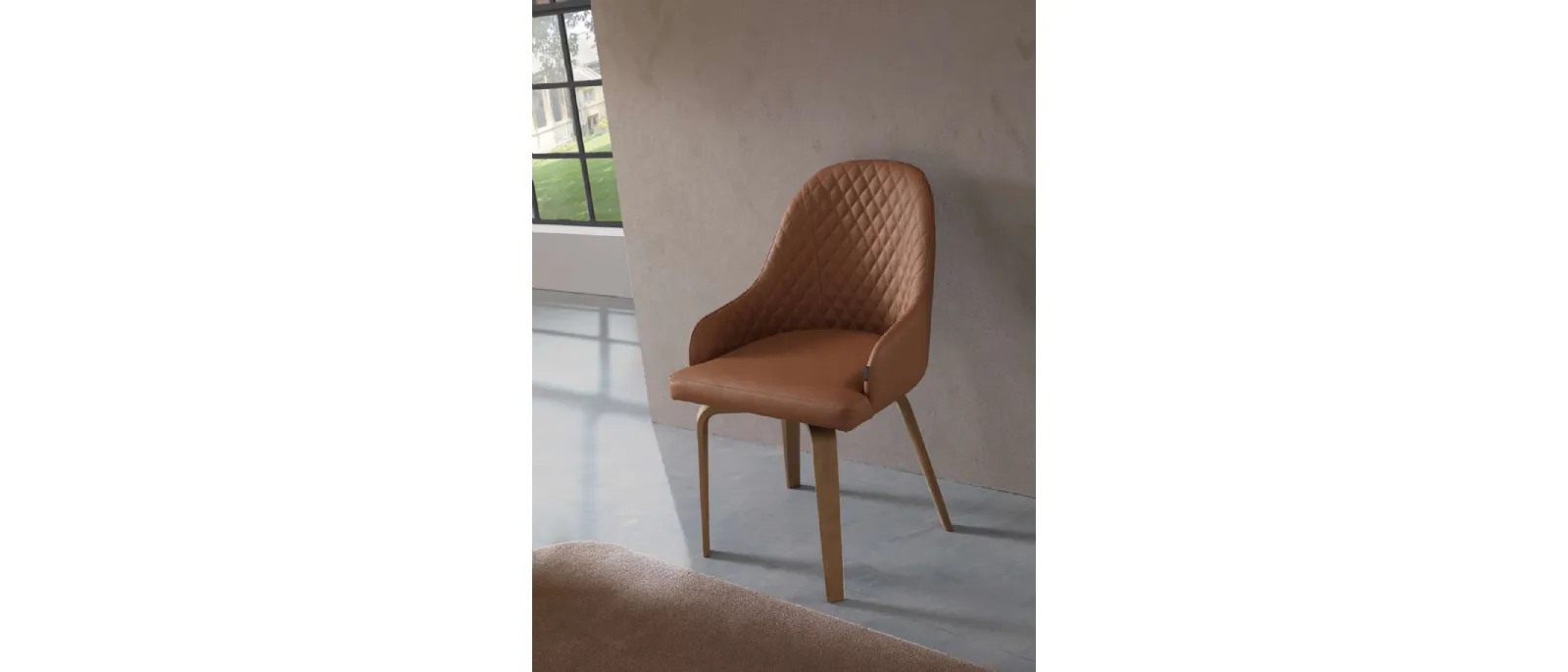 Athena leather chair with Ozzio wooden legs.