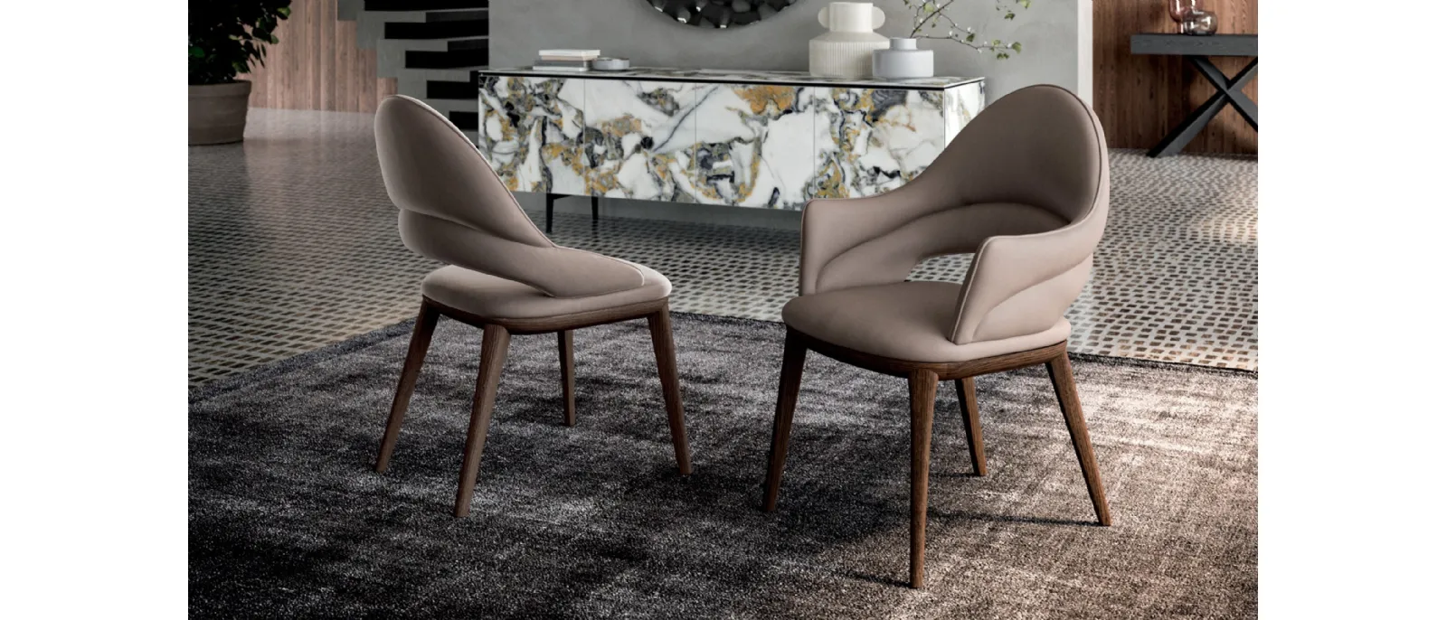 Chair with or without armrests Baia by Ozzio