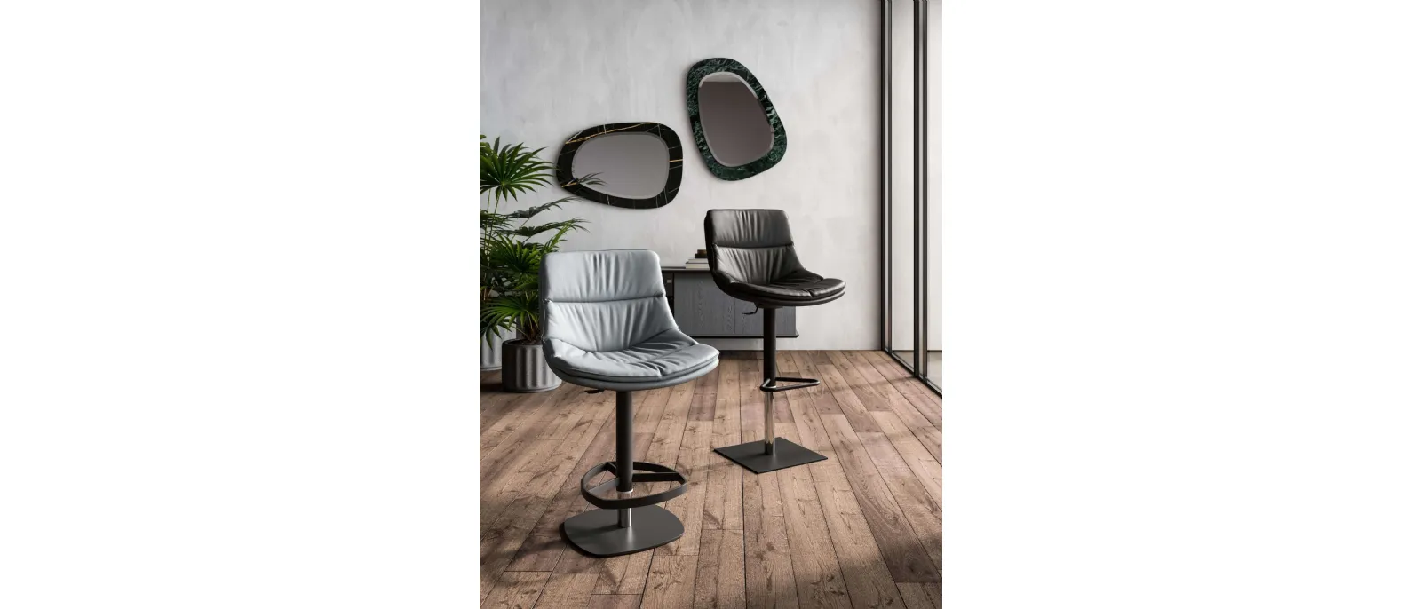 Leather stools Coco and Noa by Ozzio