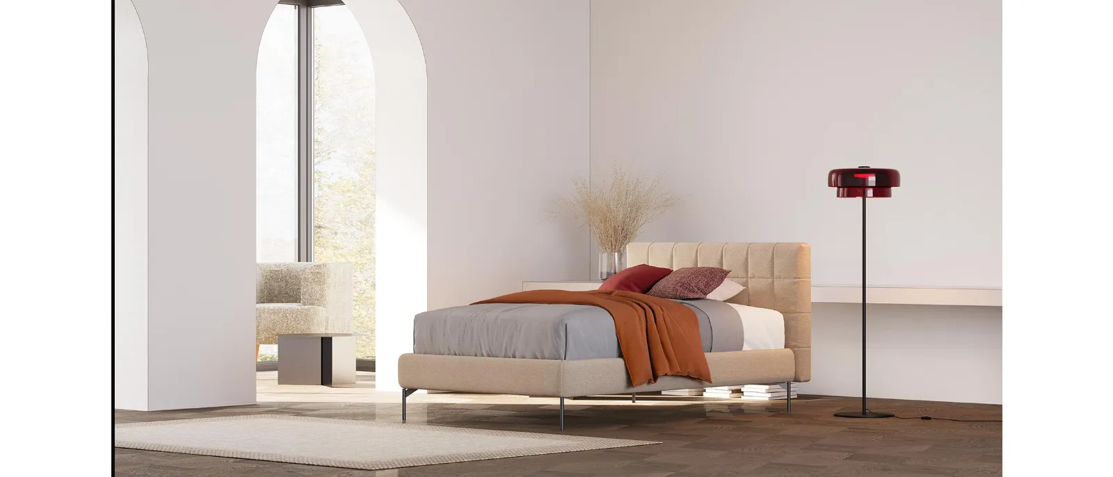 Single bed Ivan by Quilted fabric from DIVALLETTI HOME is available in 4