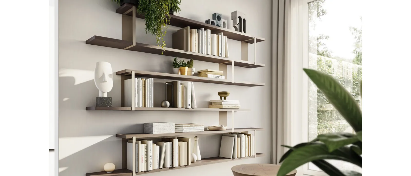 Day 31 suspended bookshelf in melamine by Orme.