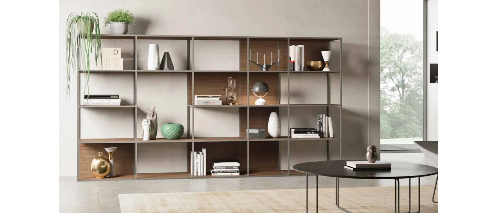 Grafic 04 wall-mounted bookcase with ashwood parts by Orme