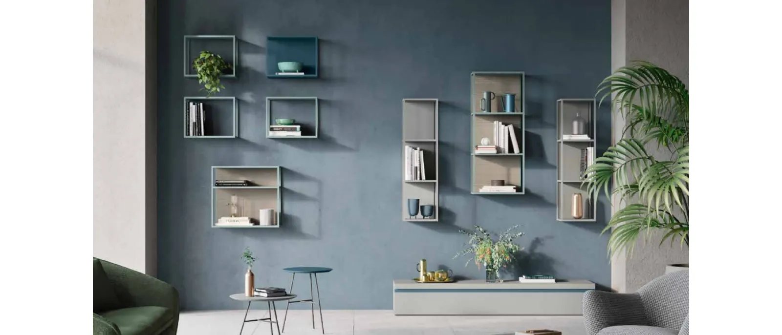 Grafic matt lacquered wall bookcase by Orme
