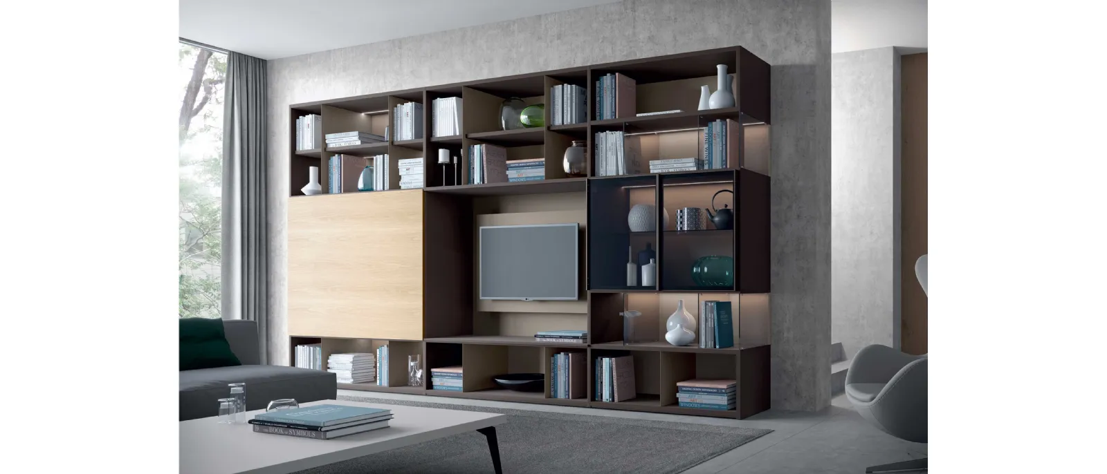 Mood 5 bookcase by Astor Mobili