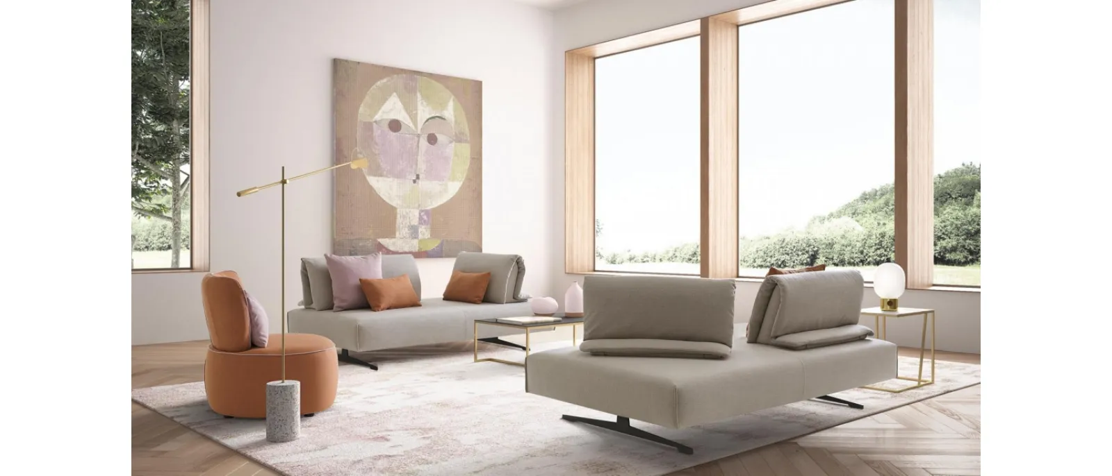 Abbraccio Light by Le Comfort is a sofa made with wood and covered completely with fabric