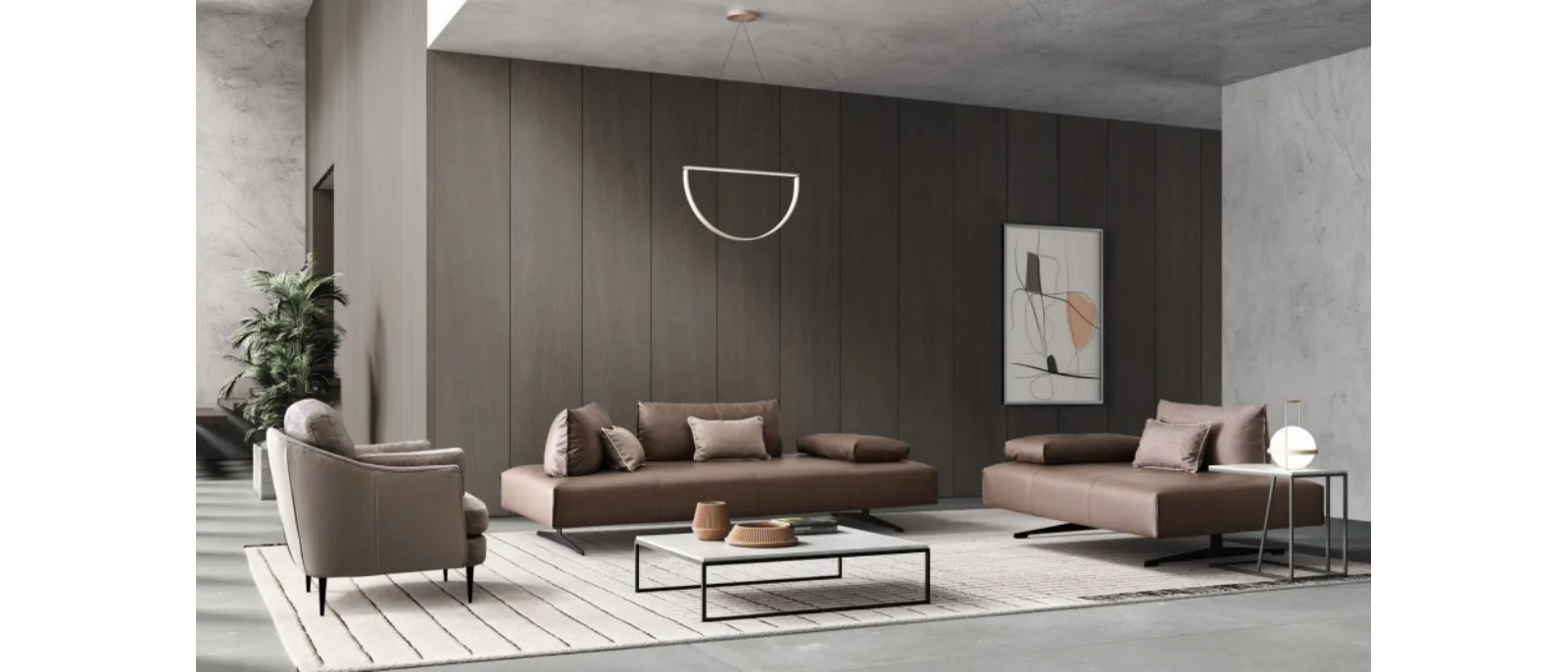 The sofa model BACIO of the Italian company Le comfort has a linear shape and features