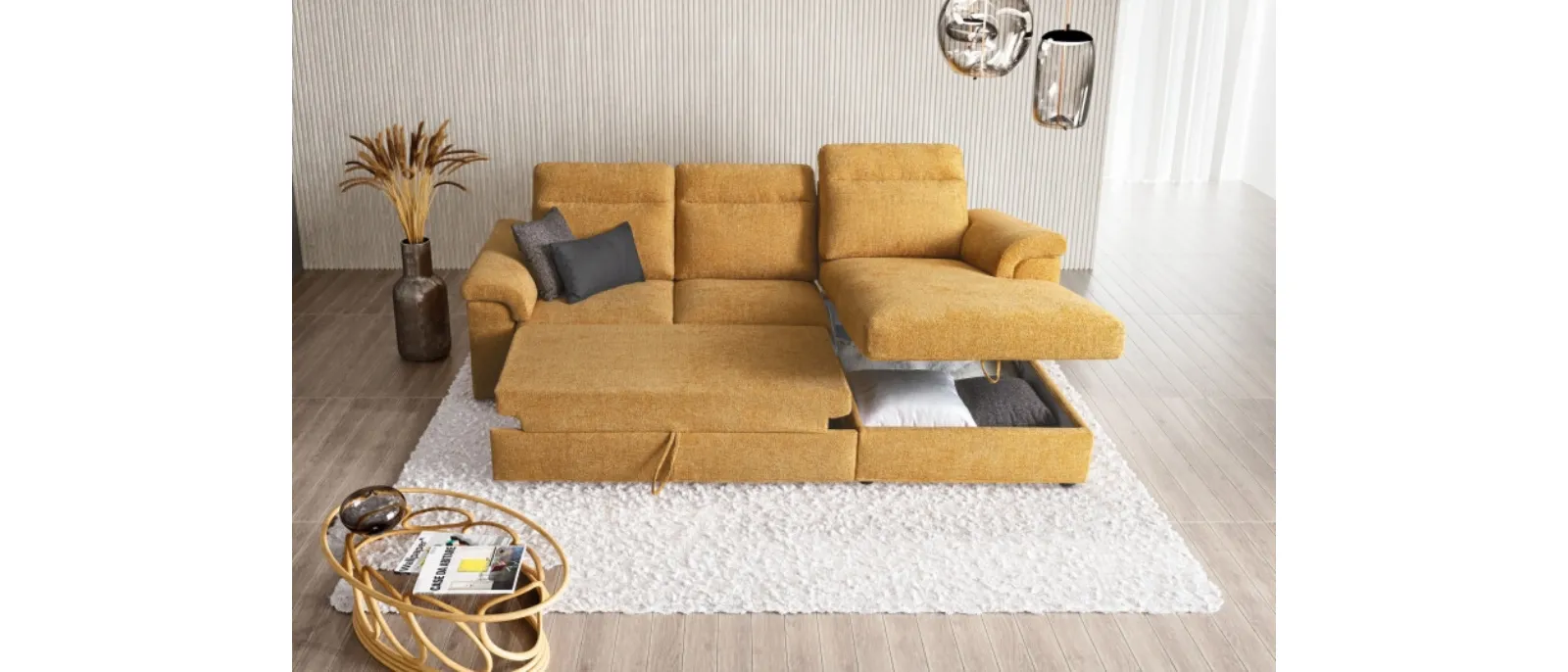 Contemporaneamente pratico e elegante grazie alle sue forme morbide, il divano trasformabile di Bellargo offre il comfort della massima qualità, unito alla