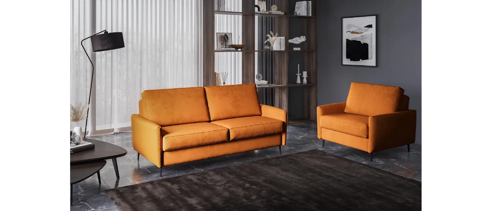 The 2 seat sofa-bed that opens into a comfortable bed for two