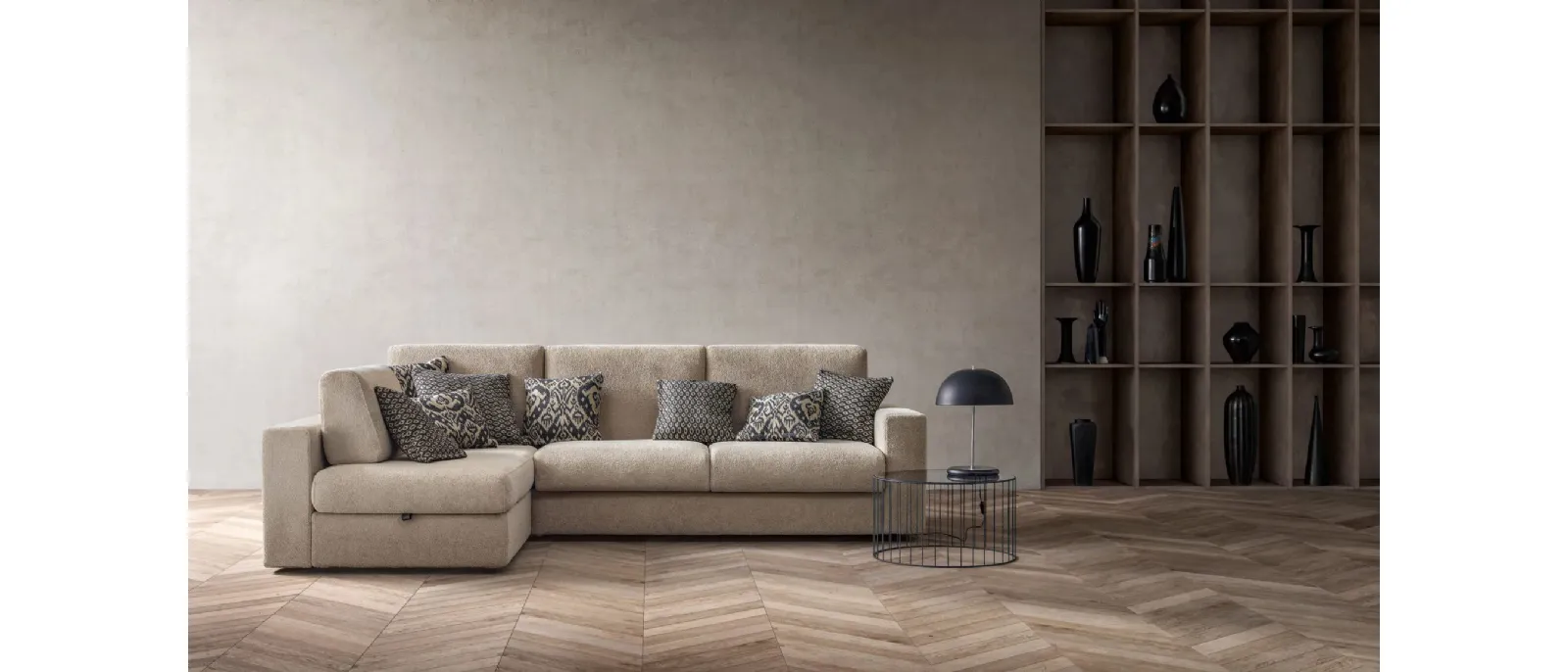 Sofa bed with chaise longue Cliff by Samoa