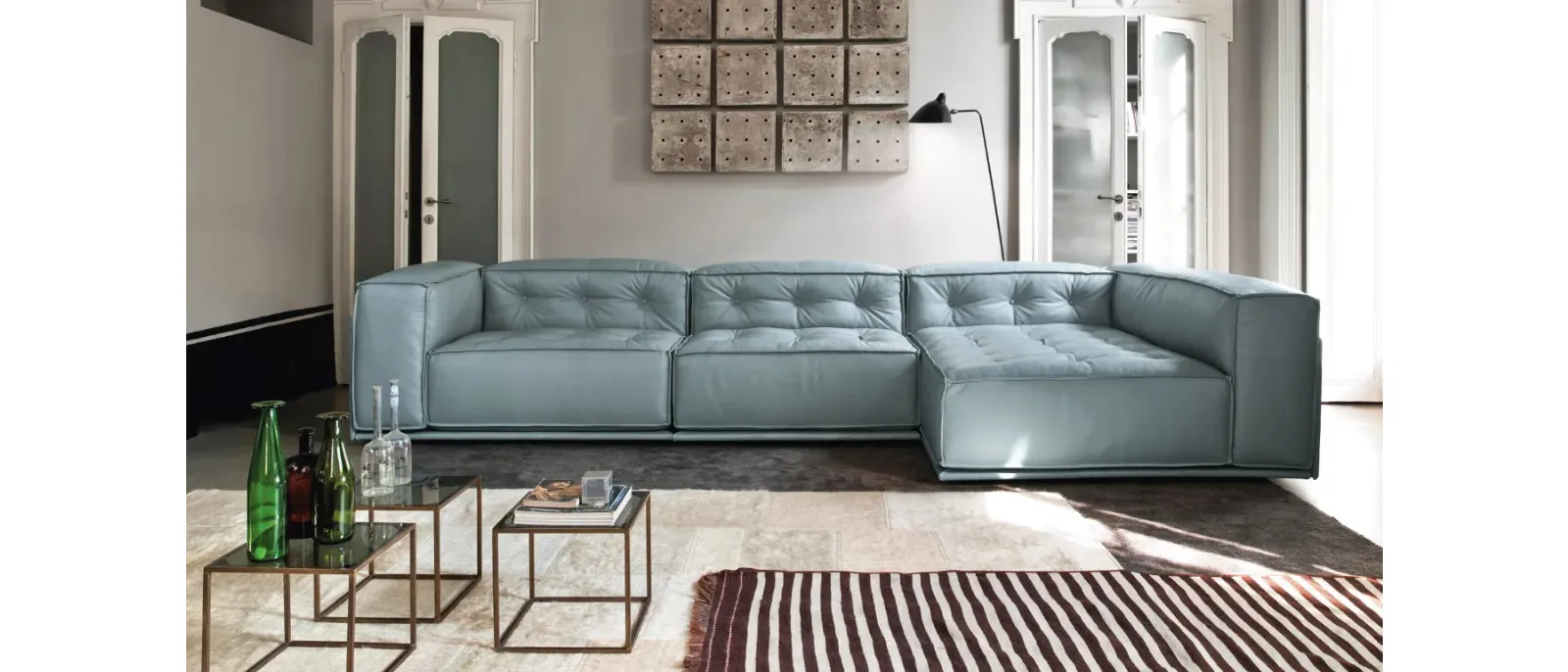 Glamour sofa with peninsula by Doimo Salotti