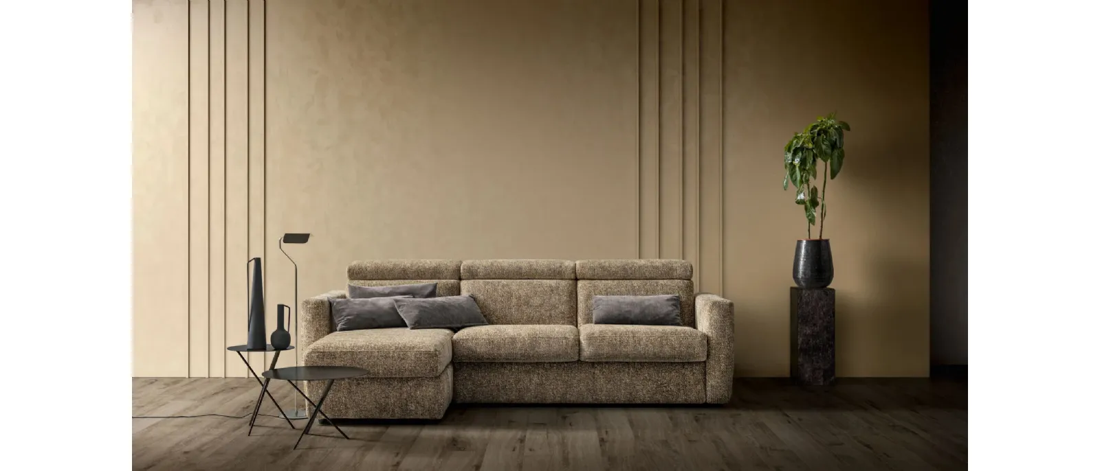 Sofa Bed with peninsula Ground by Samoa