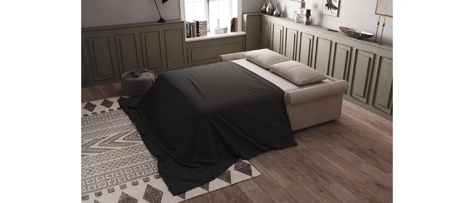 The sofa bed Marechiaro is the classic and comfortable solution that combines comfort