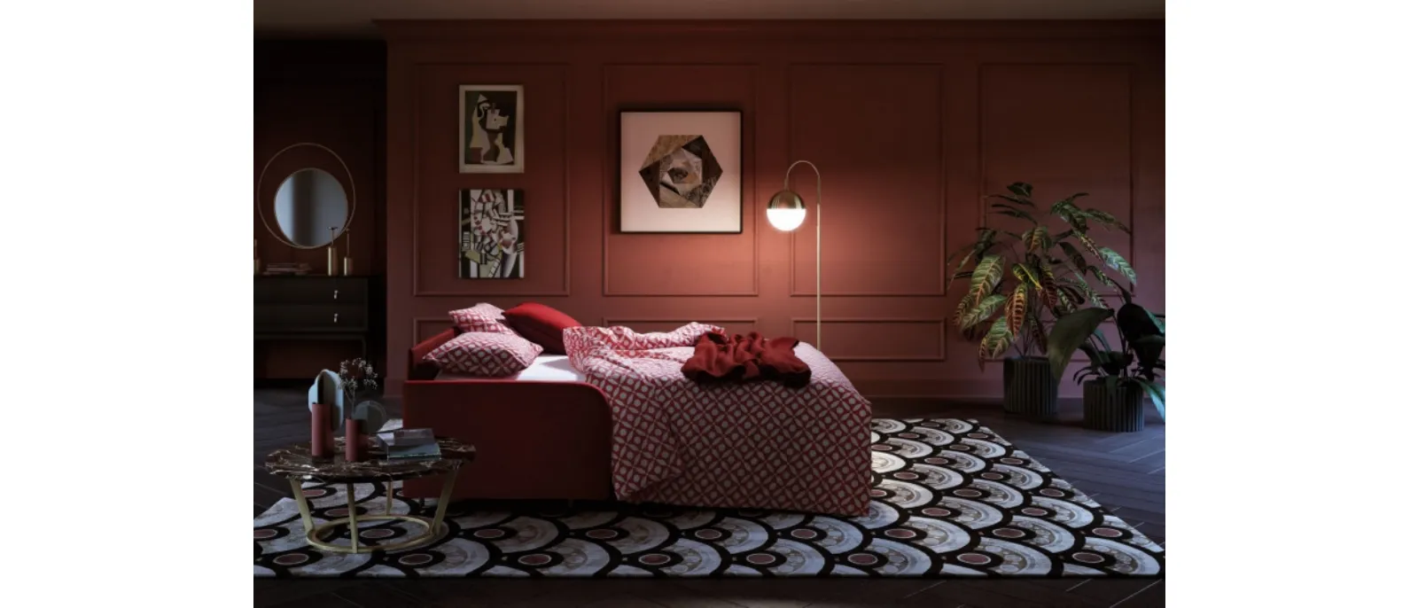 A single or double bed that converts quickly and easily by opening a small door on one of the