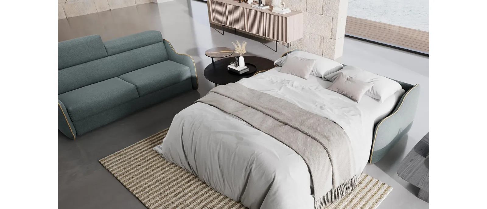 This sofa bed has an elegant and contemporary look due to its