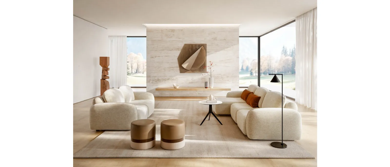 Susa is a modular sofa composed of linear modules with seats that can be extended at the request