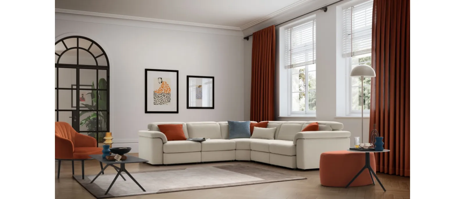 Sofa with chaise longue double seat Swan Double of Le comfort made in a