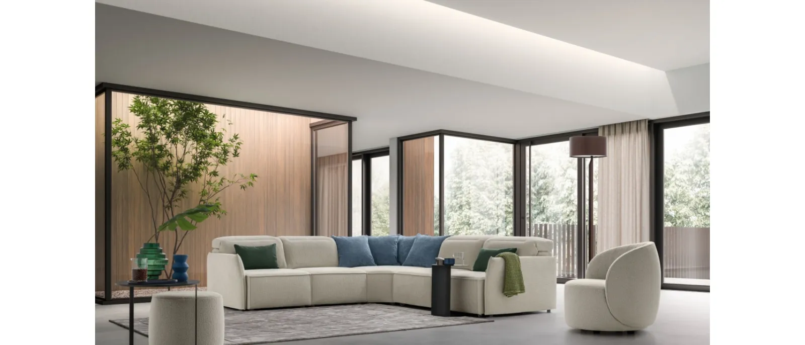 Swan is an elegant and refined sofa whose lines combine comfort with a minimalist