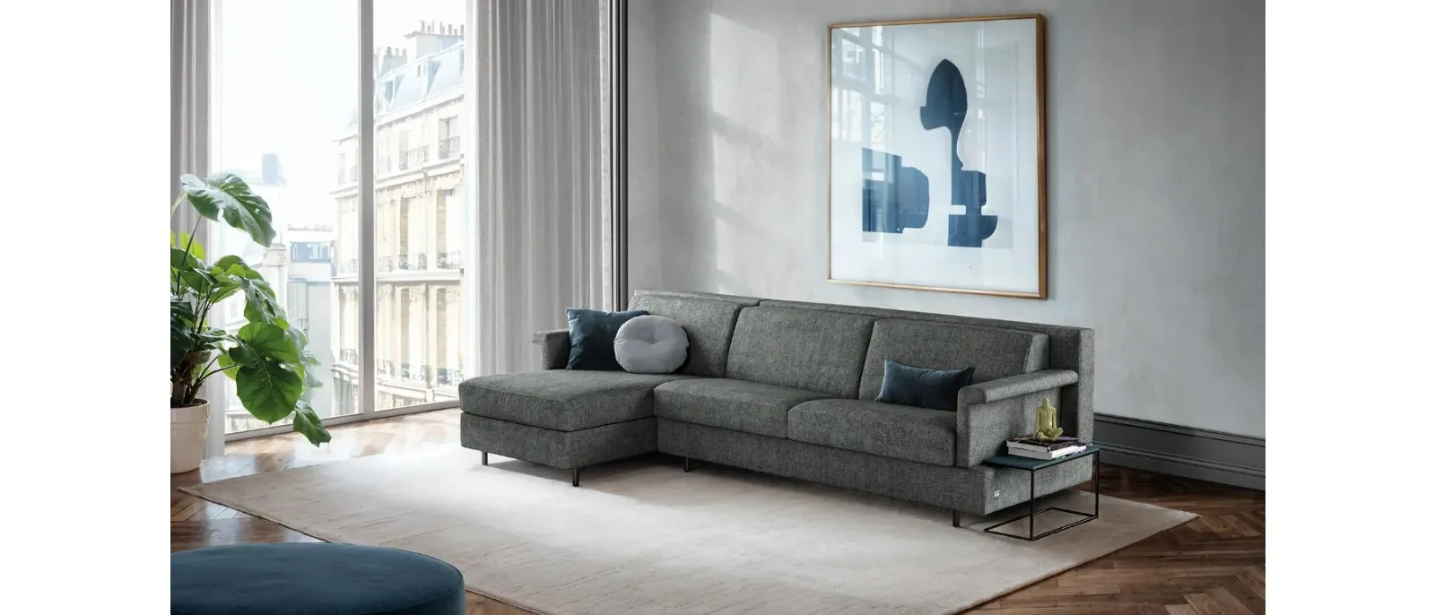 Sofa bed with peninsula Tais by Doimo Salotti