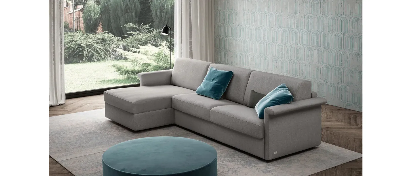 Titus sofa bed with peninsula by Doimo Salotti