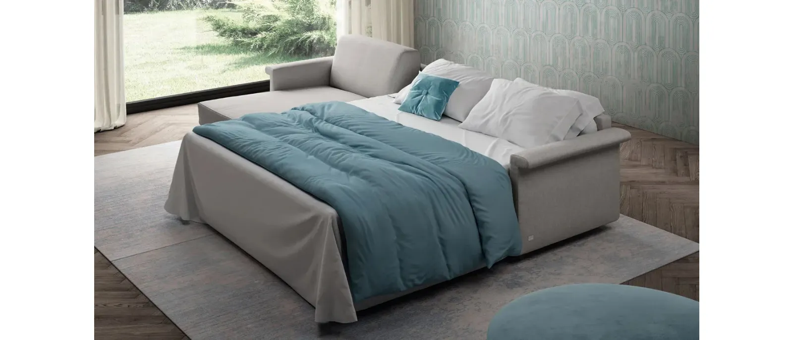 Titus sofa bed with peninsula by Doimo Salotti