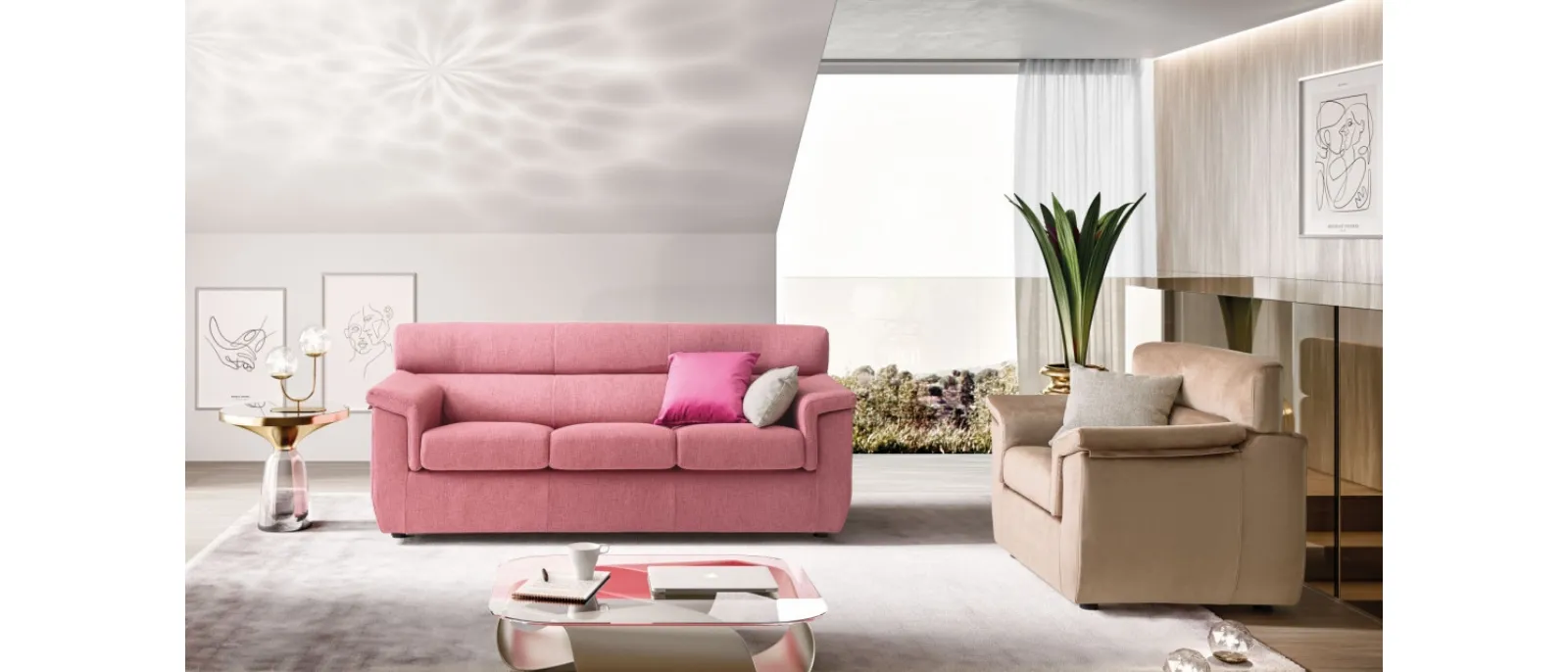 Line Sofa in fabric Trick by The comfort