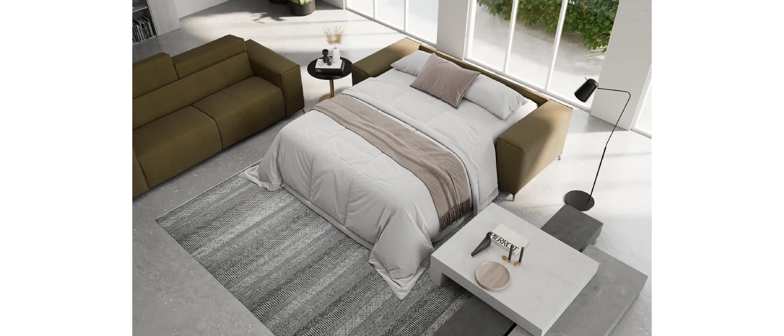This sofa bed is made of a structure made up of wooden