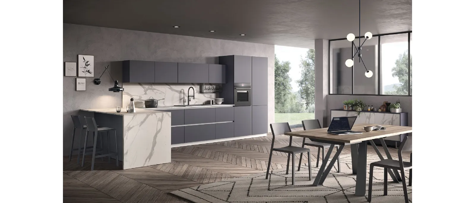 Modern kitchen with peninsula Just24 05 by Essebi