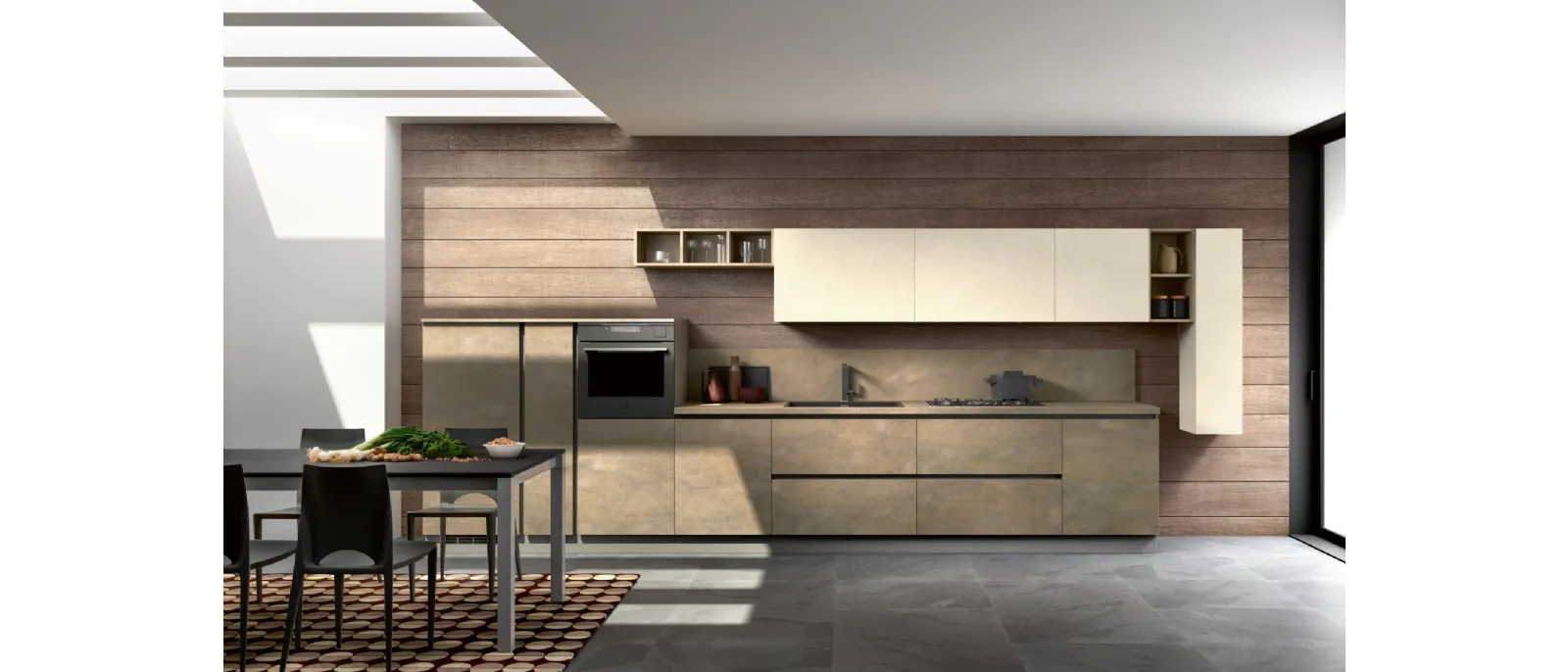 Modern linear kitchen Stella composition 04 by Essebi.