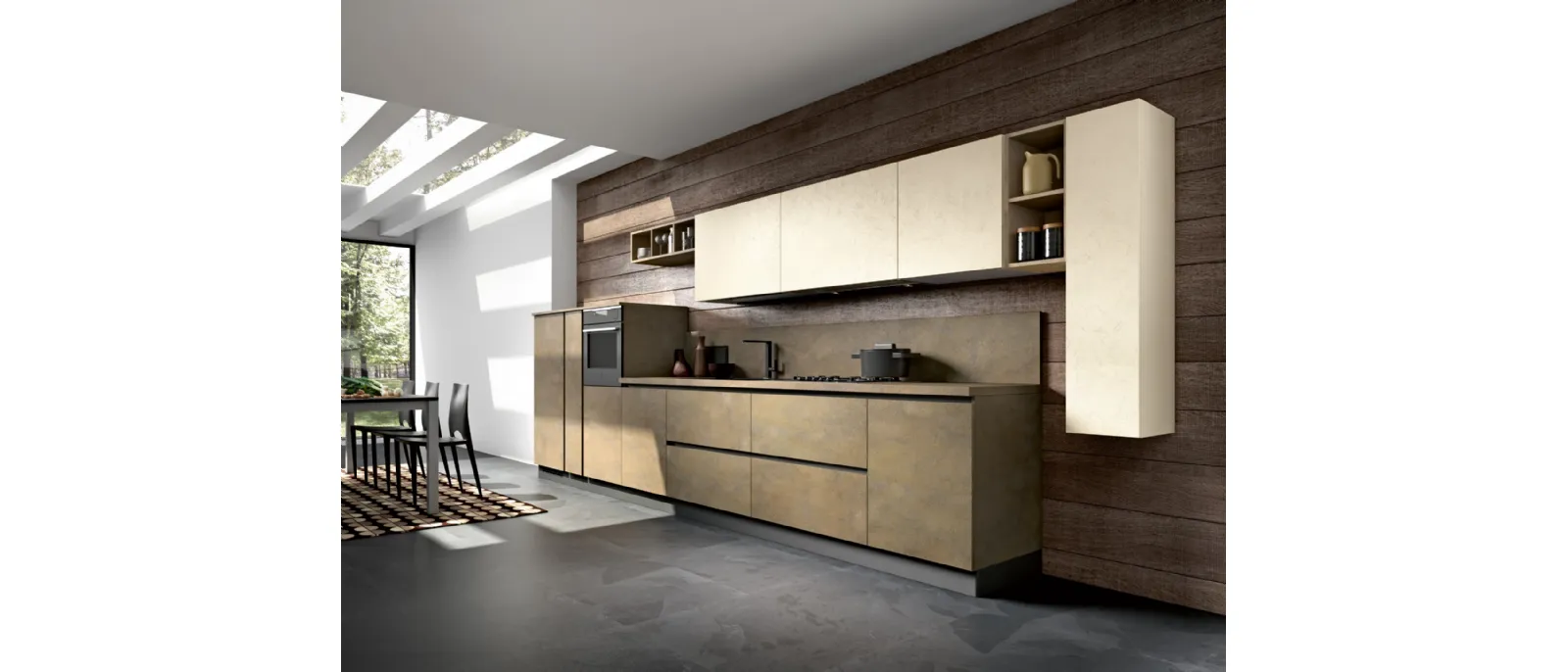 Modern linear kitchen Stella composition 04 by Essebi.