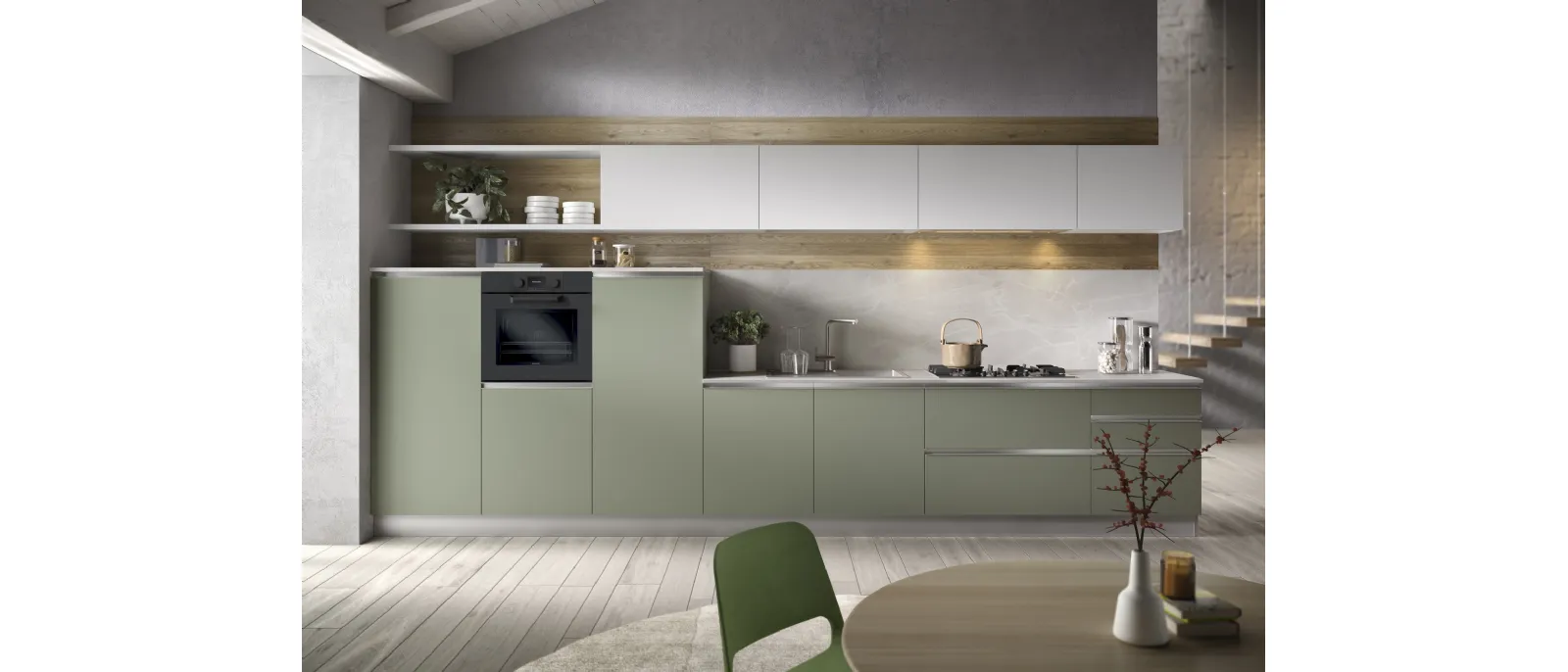 Modern linear kitchen York composition 01 by Essebi.