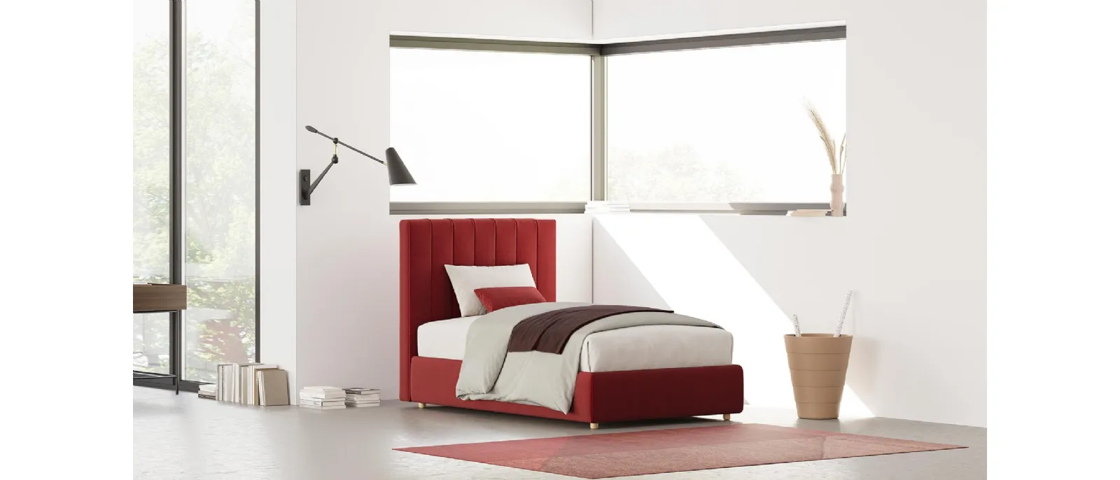 Sleek and elegant lines for the double bed Regis