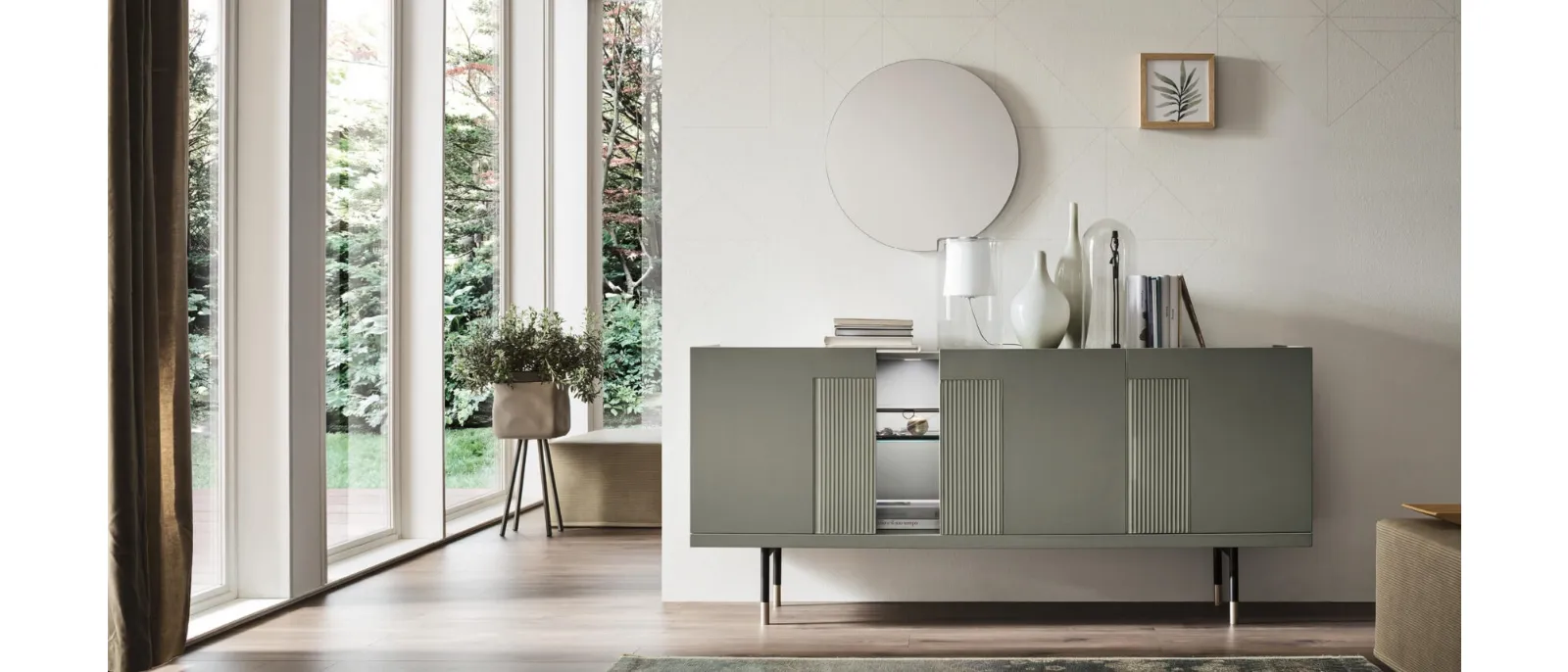 MADIA AURA Glass is a piece of furniture made from wood and lacquered finish with decorative