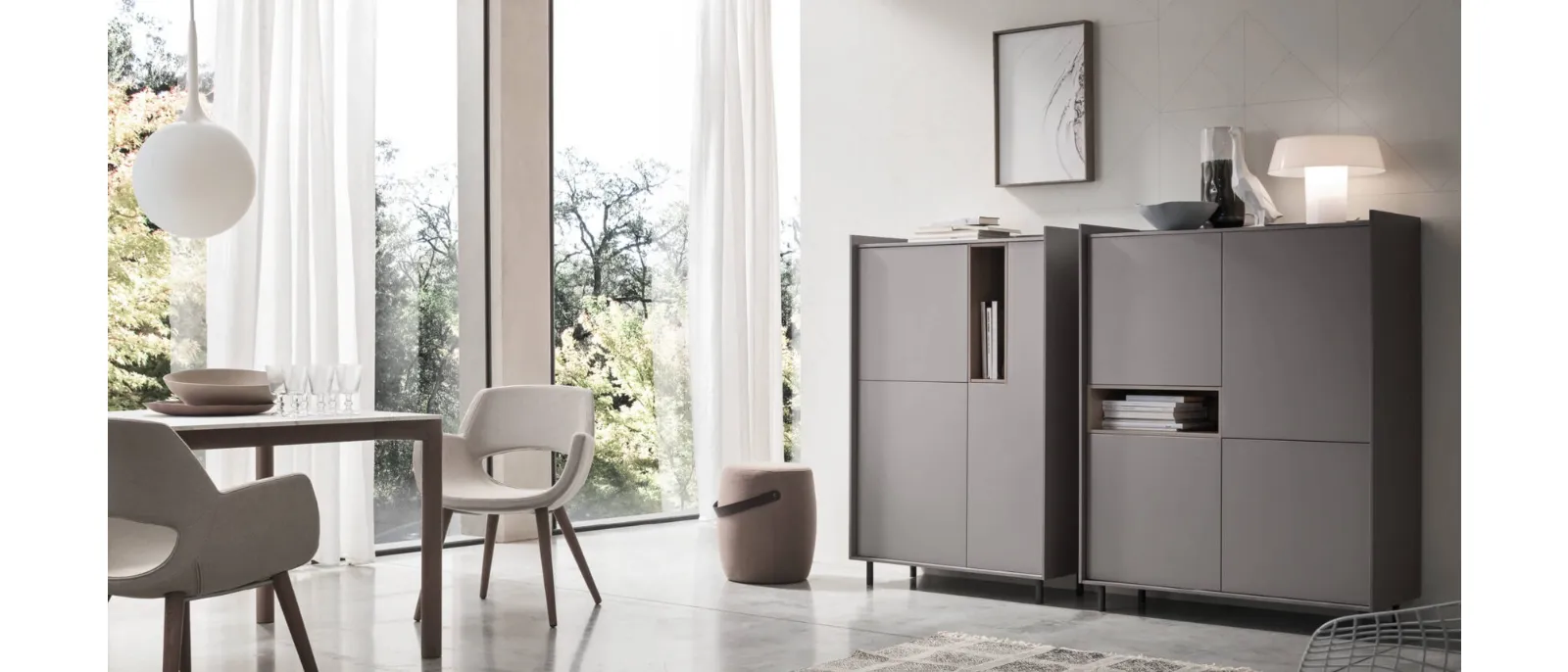 Vertical cabinet Laila 3-door with 2 shelves and