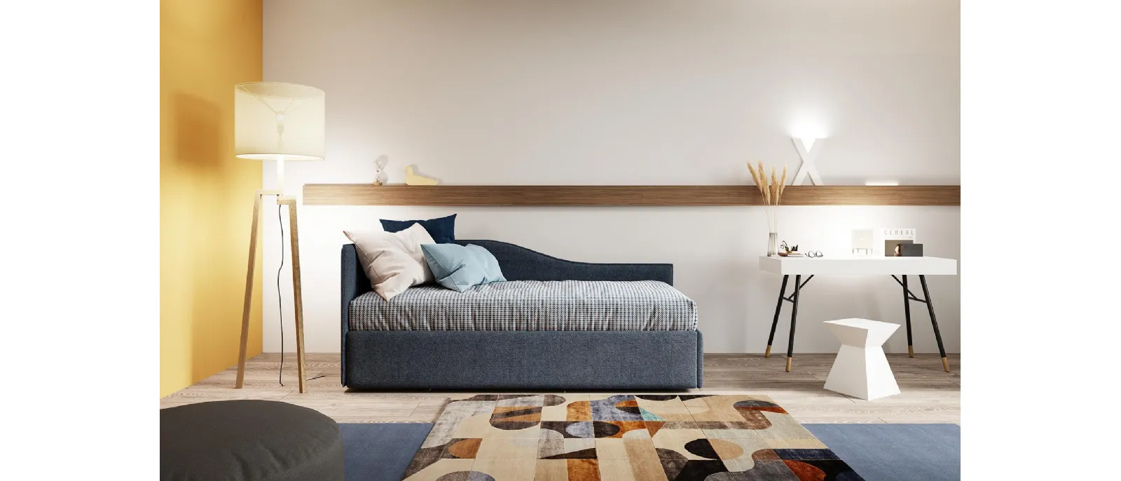 Single bed Soul by DIVALLETTI HOME comes with a storage container and a head