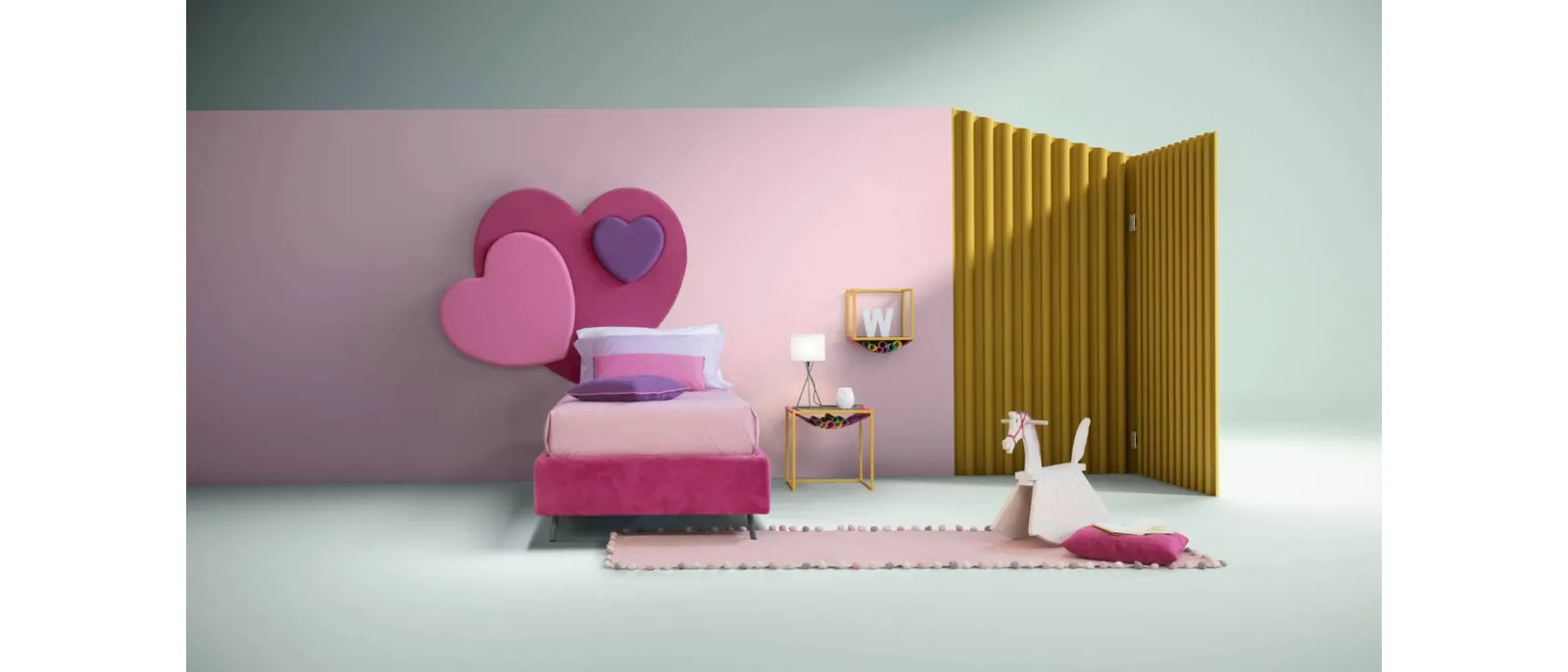 Modern single bed with heart-shaped headboard Sweet by Bside.