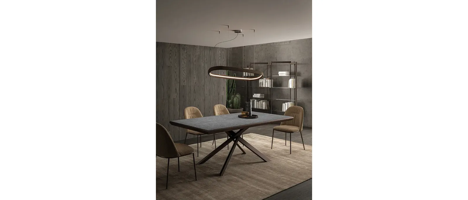 Extendable 4x4 table in Cement by Ozzio