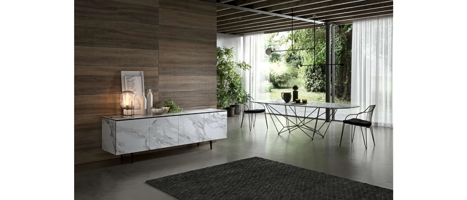 Fixed ceramic Fil8 table by Ozzio